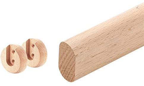 Kit ovale Kleiderschrankstange | Kleiderstange - 1 Stück Hölzern Schrank-Stange Schrankrohr | Länge 400-1200 mm | Stange für Garderobe und Nische (Color : Beech, Size : 120cm/47.2Inch)