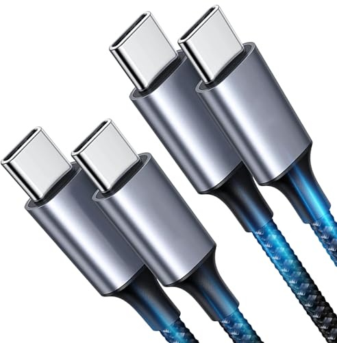 Fannoday Câble USB C, [Lot de 2] Type C Câble USBC vers USBC 60W Nylon Tressé TypeC Rapide Cable Chargeur Compatible avec iPhone 16/15 Série, Compatible avec Galaxy S24/S23 (Gris, 0.5M)