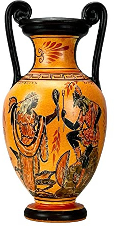 Vase grec antique Amphore Déesse Aphrodite & Hermes & Dieu Zeus 29 cm