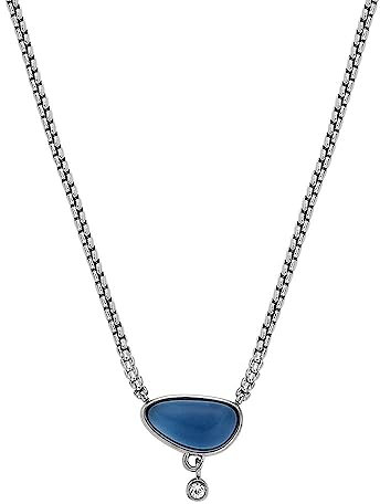 Skagen Halskette für Frauen Meerglas Blaue Glaskette, Länge: 406mm+51mm, Breite: 9.3mm, Höhe: 9.4mm, SKJ1711040