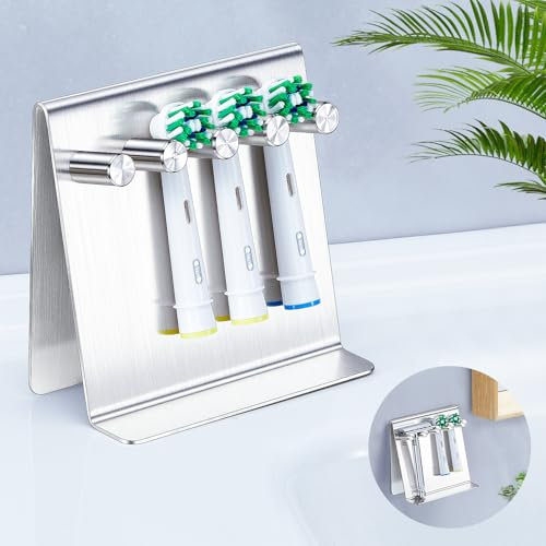 WAYASI Zahnbürstenhalter, Elektrische Zahnbürste Halterung, Zahnbürsten Halter Wand Ohne Bohren, Zahnbürstenkopf Halter, Aufsteckbürsten Halter Stehender oder Wandhalterung (Silber, Groß)