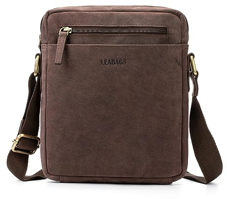 LEABAGS Men's Leather Small Shoulder Bag, Messenger Bag with Shoulder Strap, Men's Travel Bag