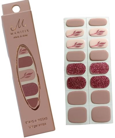 MANIFIX UV Gelfolien für Nägel – BELOVED nailart - Nagelfolie selbstklebend aus Nagellackgel, vegan & einfach entfernbar, DIY nailart nails, Fingernägel mit Muster & Glitzer selber machen