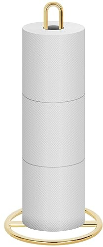 Gold Toilettenpapierhalter Stehend, OBODING, Klopapierhalter Stehend für die Aufbewahrung von 3-Rollen Toilettenpapier (Gold)