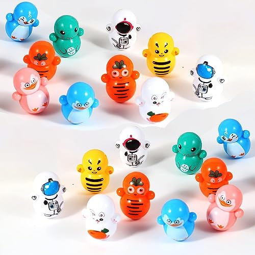 Random Tumbler Wobbler Toys | Stress Relief 50PCS Mini colorful Roly-Poly Wobbling Toy | Cartoon Miniature Figures Self-righting Doll Small Desktop Toy | Tumbler Early Education Toys for Kids or Adult