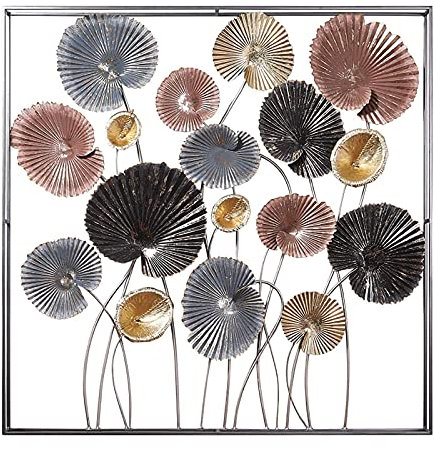 CASEGO Kreative handgemachte Schmiedeeisen Schmieden Wand Skulptur Dreidimensionale Breite Blatt Dekorative Wandbehang mit Rahmen