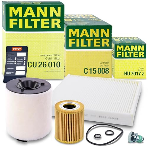 MANN-FILTER Inspektionspaket Filterset 1x Ölfilter, 1x Luftfilter, 1x Innenraumfilter, Kompatibel mit SEAT IBIZA (6J5, 6P1) (6J1, 6P5) (6J8, 6P8), SKODA FABIA 2 ROOMSTER, VW POLO V (6R1, 6C1)
