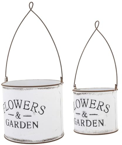 Sosoport 2pcs Plant Pot Hanger Iron Flowerpot Garden Flower Holder Tin Pot for House Plants Random Style
