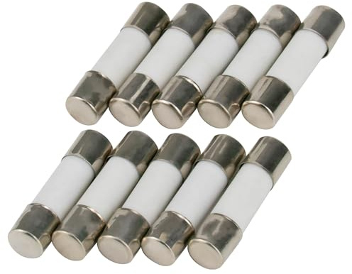 10er Packung SeKi Keramik Sicherung 2A, 5x20mm, Träge; Glassicherung Feinsicherung 250V