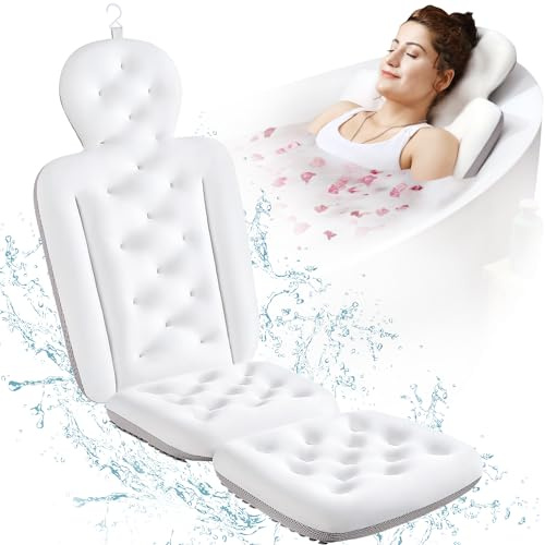 Full Body Bath Pillow for Bathtub, Thick Bathtub Cushion, Luxury Tub Pillow for Bath for Headrest Neck and Back Support White 51 x 16