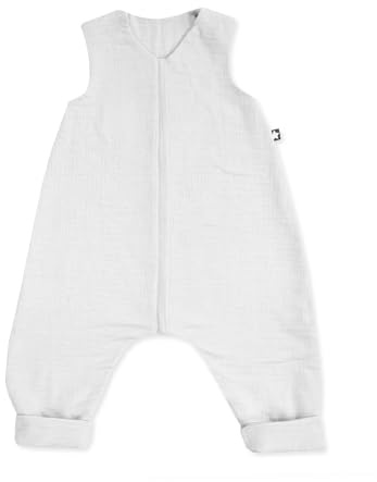 Julius Zöllner Schlafoverall Jumper Musselin, 0,5 TOG, waschbar bei 40°C, Made in Germany, OEKO TEX Standard 100, ivory, Gr. 92