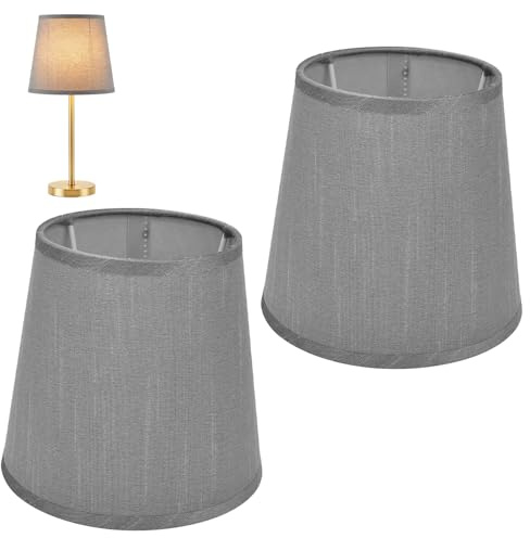 2 Uds Juego de Pantallas para Lámpara, Pantalla de Tela de 4,4x6x5,5 Pulgadas, Cubierta para Luz de Mesa, Accesorio de Cubierta de Lámpara de Color Puro para Bombilla E14(Gris)
