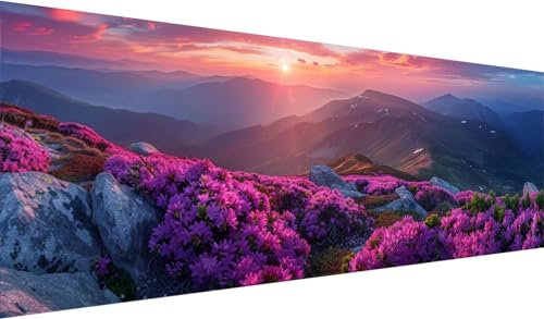 Blume Diamond Painting Groß XXL 230x90cm, Basteln Erwachsene Diamond Painting Set, 5D DIY Sonnenaufgang Diamant Painting Bilder Erwachsene, Diamond Painting Set mit Zubehör für Wanddeko, Geschenke