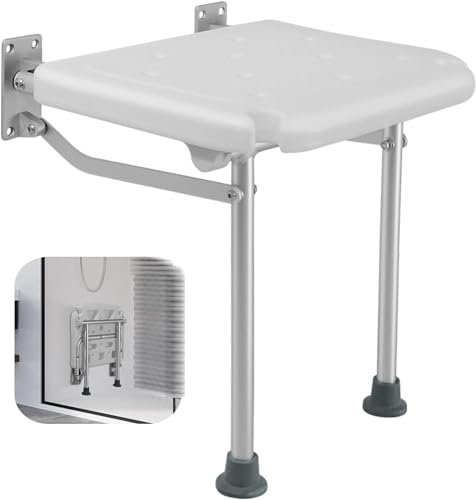 Asiento De Ducha Abatible, Silla De Ducha Plegable con Pies De Apoyo Taburete De Ducha Montado En La Pared Taburete De Baño para Personas Mayores Discapacitadas Y Mujeres Embarazadas