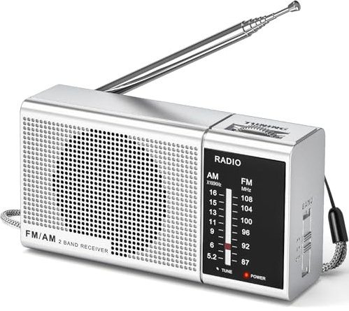 Kleines FM/AM Radio, Tragbares Taschenradio mit Schneller FM/AM Taste/Kopfhöreranschluss, Mini Transistorradio mit AA-Batterieleistung für Wandern, Joggen