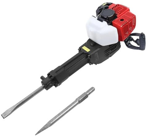 Fridgestea 52CC 2 Stroke Demolition Hammer, Heavy Duty Post Driver Concrete Breaker Punch Drill Gas Petrol Powered Jack Hammer with Point and Flat Chisel