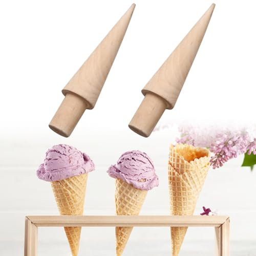 Glacée Rouleau Gaufres, 2 Pièces Rouleau de Gaufres Mouler, Moule à Cône de Crème, Glacée Cône Rouleau, Cône Gaufré Moules, Moule à Cône en Bois pour Diy Gaufres Et Des Cornets De Crème Glacée