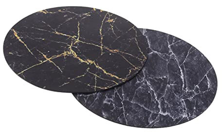 HOODANCOS Tapis de Souris Rond Noir 2 Pièces en Caoutchouc et Tissu Étanche