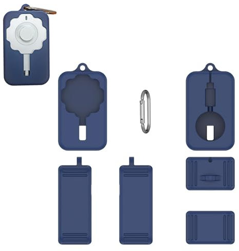 TEHAOUU Silicone Charger Protector Cover for 2024 Oura Ring 4 Charger Storage USB-C Cable Charger Cords Organizer Size 6,7,8,9,10,11,12,13 Only Case (Blue)