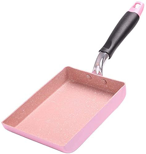 ZHZXBDGQ Padella giapponese per omelette, antiaderente, rettangolare, Tamagoyaki, padella per uova e pancake, per fornelli e piani cottura a induzione, rosa