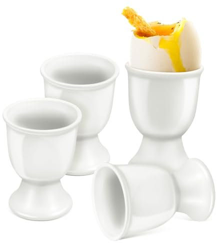 GARVALON 4piezas Huevera de Cerámica para Huevos Cocidos Contenedor de Huevos Moderno para Cocina Soporte de Cerámica Individual para Desayuno Decorativo y Funcional