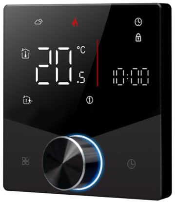 Rtauhife Termostato para Calentador de Agua WiFi Control de Temperatura de Caldera de Agua Control de AplicacióN Inteligente Tuya para Voice-Negro
