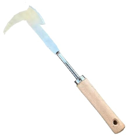 Fugenkratzer 30cm mit Holzgriff, Unkrautstecher mit gezackter Kante, Unkrautjäter zum Entfernen von Moos & Unkraut, Unkraut Entferner Gerät für Gartenarbeit (Beige)