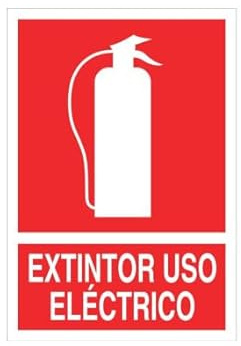 Señal de socorro pictograma y texto Extintor de uso eléctrico