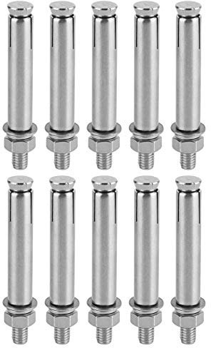 KIMISS Tornillos de Expansión M10X90 Mm para Concreto - 10 Piezas M8X80 Tornillos de Expansión 304 Pernos de de Acero Inoxidable Accesorio de Herramientas Manuales para Estructuras Livianas