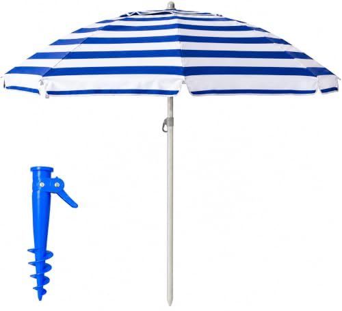 Aremar Sombrilla Playa Grande Antiviento Airvent Protección UV (Olas Turquesa, 200 cm.)