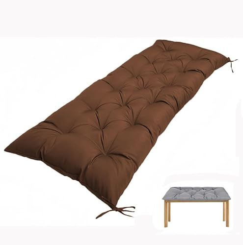 Outdoor Bench Cushion Waterproof Lounger Seat Cushions, Patio Porch Swing Replacement Seat Pad with Ties for Garden Backyard(Brown,180x50cm(71x20inch))