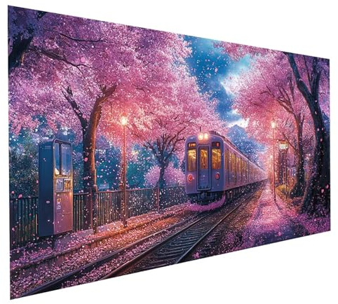 5D DIY Diamond Painting flores de cerezo Manualidades Adultos, Pintura de Diamante Kit Punto de Cruz Bordado Soñador Diamond Painting Niños 90x180cm,Diamantes Cuadros Decoracion Salon Modernos GYL0170