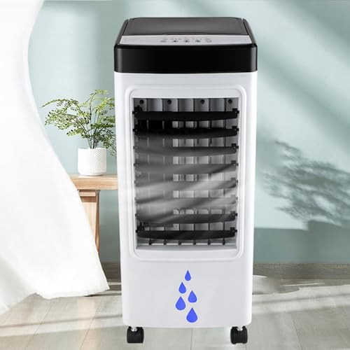 pedenencelia Aire Acondicionado Portátil Sin Ventanas/Enfriador De Aire Evaporativo 3 En 1 con Ruedas Giratorias De 360° Y 4 Bolsas De Hielo - Temporización De 1 A 7 Horas/3 Velocidades Ajustables