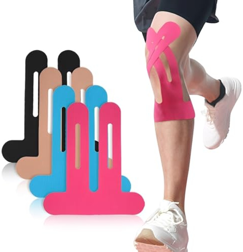 10 Pcs Cinta de Kinesiología Kinesiotape Para Rodilla,Impermeable esparadrapo deportivo,transpirable cinta kinesiologica para Rodillas, Hombros, Tobillos y Muñecas(Azul+Marrón+Rosa+Negro)