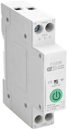 Koolenry Interruptor de Circuito Inteligente WiFi de CA 90-300 V, Protección Sobrecorriente y Subtensión, Medidor de Potencia, Interruptor de Control Remoto Inalámbrico, B