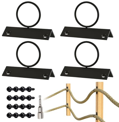 Supports de Corde Annulaire | Porte-Corde Décoratif pour Clôture Quatre Pièces - Fixation Robuste et Polyvalente pour Quais Rampe Escalier Plateforme