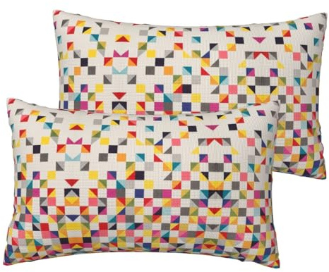 ESNAIUVCD Federa per cuscino rettangolare con stampa geometrica a triangolo, federa per cuscino traspirante, per hotel, casa, letto, decorazione (2 pezzi)