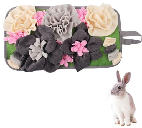 Futtermatte für Kaninchen, Hasen Schnüffelteppich, Schnüffelmatte Kleintiere mit Hängendem Seil für Kaninchen, Hamster, Igel, Meerschweinchen