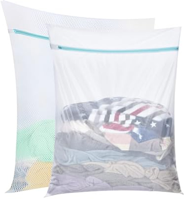 Filet Linge Machine à Laver, Lot de 2 Filet de Lavage 60x80cm, File a Linge, Sac Ling Machine a Laver, pour Vêtements Délicats, Manteaux, Ling de Lit, Rideaux, Protection Anti-Déformation