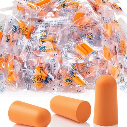 VAEIORP 30 Pares Tapones para Oídos Reutilizables con Cancelación de Ruido para Dormir, Roncar, Estudiar, Viajar, Protección Auditiva (Naranja)