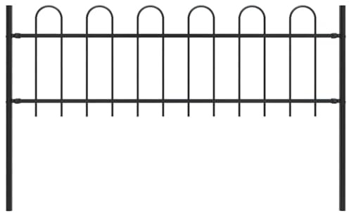 Clôture pour chien - Brise-vue - Clôture de jardin avec design à armatures en acier - 1,8 m - Noir - Pour jardin, terrasse, balcon