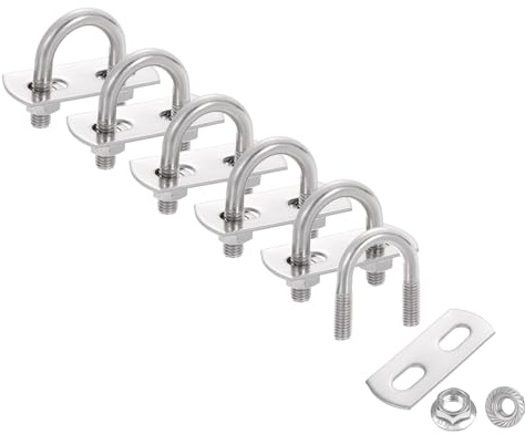 QUARKZMAN 6 Set 5/8 Innere Breite Runde U-Bolzen 1-3/8 Länge 304 Edelstahl U-Bolzen Mit Flansch Sechskantmutter Rahmenplatten Für Anhänger Automotive (16mm B x 34.8mm L)