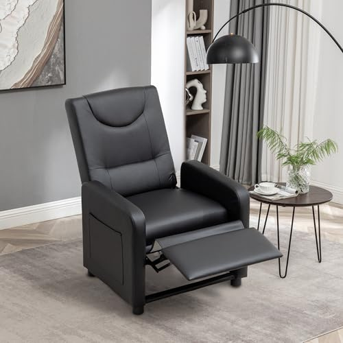 DRIXNO Relaxsessel, Fernsehsessel mit Liegefunktion, Loungesofa mit Fußstütze, Lehnstuhl, Liegesessel, Ergonomische Sessel zum Fernsehen, für Wohnzimmer und Schlafzimmer, Schwarz
