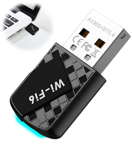 Wifi Dongle, AX900Mbps WiFi 6 Adapter USB Bluetooth 5.4 for PC 5GHz/2.4GHz Dual Band Connection Mini Wireless Dongle for Desktop Laptop Wireless Network USB Wifi Supports Windows 10/11