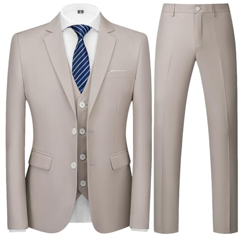KUDORO Costume Homme 3 pièces à Deux Boutons Slim Fit Blazer Pantalon Gilet | Smoking pour Mariage Business Fête Formel Confort à la mode