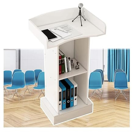 JIANSMZ Lecture Pulpit,Portable Lecterns High Density Board Standing Lectern with Open Storage Teacher Podiums Hotel Reception Desk Podium Stand