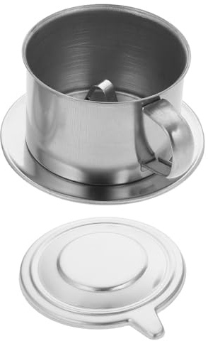 COLLBATH Cafetera de goteo filtro de café vietnamita cafetera inox de acero inoxidable 200ML con asa y tapa para cocina y oficina