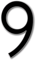 JustHouseSigns Avenida House Number 9 – Premium 3mm Acrylic Floating Door Number – Art Deco Design – Weatherproof & UV Protected - Made in UK, Colour:Black, Size:25cm