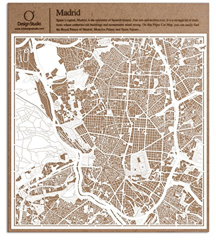 Madrid Recortes de papel del mapa Blanco 30x30 cm Arte de papel