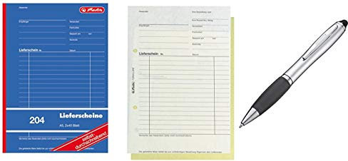 4x Lieferscheinbuch 204 / A5 / 2x 40 Blatt / selbstdurchschreibend + Touchpen Kugelschreiber